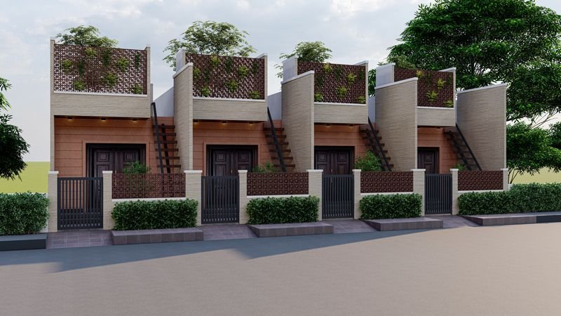 Row of studio villas – perspective view