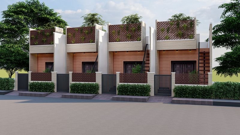 Row of studio villas – perspective view